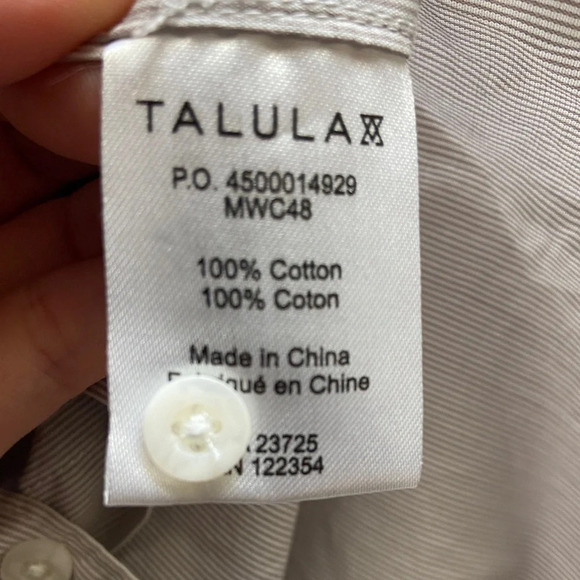 Talula Aritzia Oxford Boyfriend Fit Button up striped cotton shirt Sz XS - Picture 8 of 10